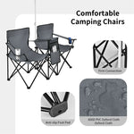 Portable Double Folding Picnic Chair with Umbrella & Mini Table