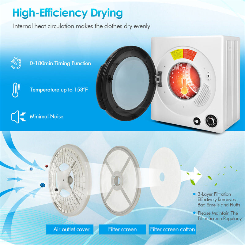 Portable Compact Laundry Dryer Wall Mounted Electric Clothes Dryer wit –  Chairliving