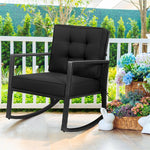 Patio Rattan Rocking Chair Heavy Duty Metal Frame Wicker Outdoor Rocker Chair with Cushions for Garden Porch Backyard Poolside