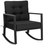 Patio Rattan Rocking Chair Heavy Duty Metal Frame Wicker Outdoor Rocker Chair with Cushions for Garden Porch Backyard Poolside