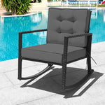 Patio Rattan Rocking Chair Heavy Duty Metal Frame Wicker Outdoor Rocker Chair with Cushions for Garden Porch Backyard Poolside