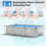 Above Ground Swimming Pool Rectangular Steel Frame Outdoor Pool with Pool Cover