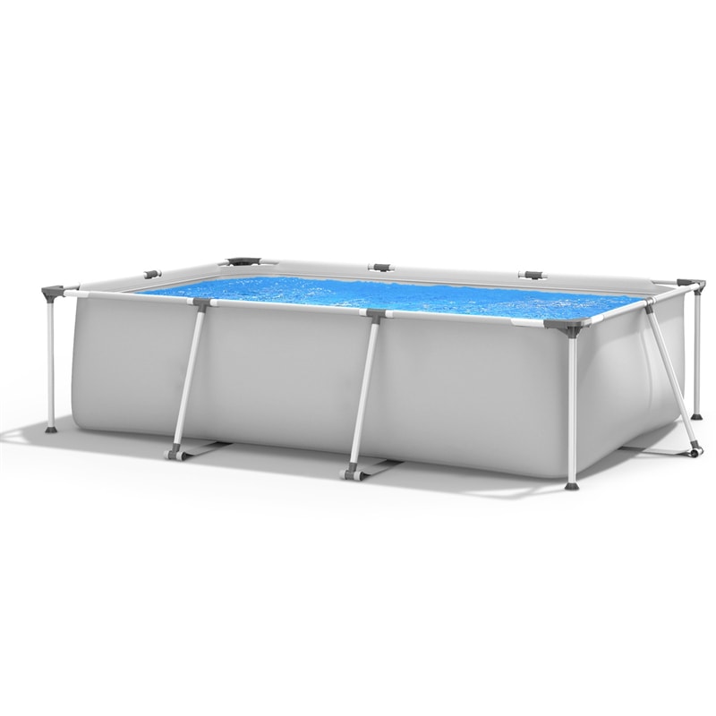 Above Ground Swimming Pool Rectangular Steel Frame Outdoor Pool with Pool Cover