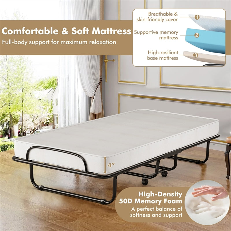 Folding Guest Bed Cot Size with store 4