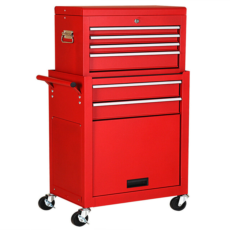 6-Drawer Rolling Tool Chest, High Capacity Tool Box with Lockable Wheels, Auto Lock, Removable Top, Tool Storage Cabinet for Garage Workshop