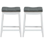 Set of 2 Nailhead Saddle Bar Stools 24"  Backless Counter Height Stool with Cushion