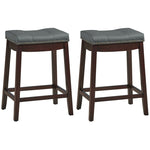 Set of 2 Nailhead Saddle Bar Stools 24"  Backless Counter Height Stool with Cushion