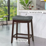 Set of 2 Nailhead Saddle Bar Stools 24"  Backless Counter Height Stool with Cushion