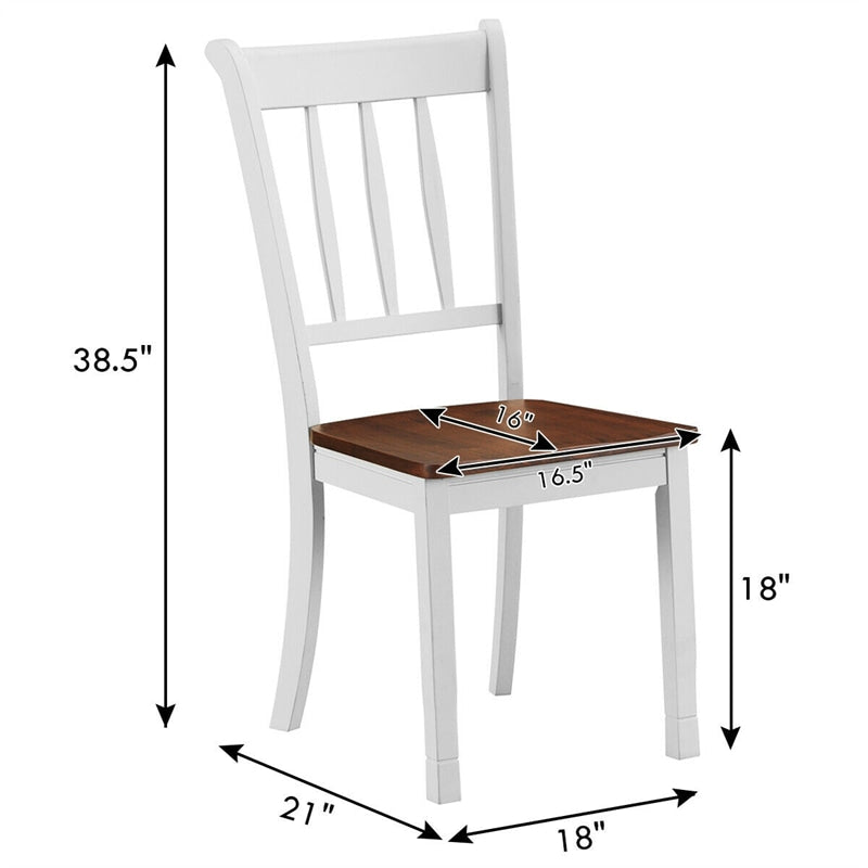 Wood Dining Chairs Set of 2 Armless Kitchen Chairs with Rubber Wood Frame & Curved Slat Back, Modern Farmhouse Dining Room Chairs Side Chairs