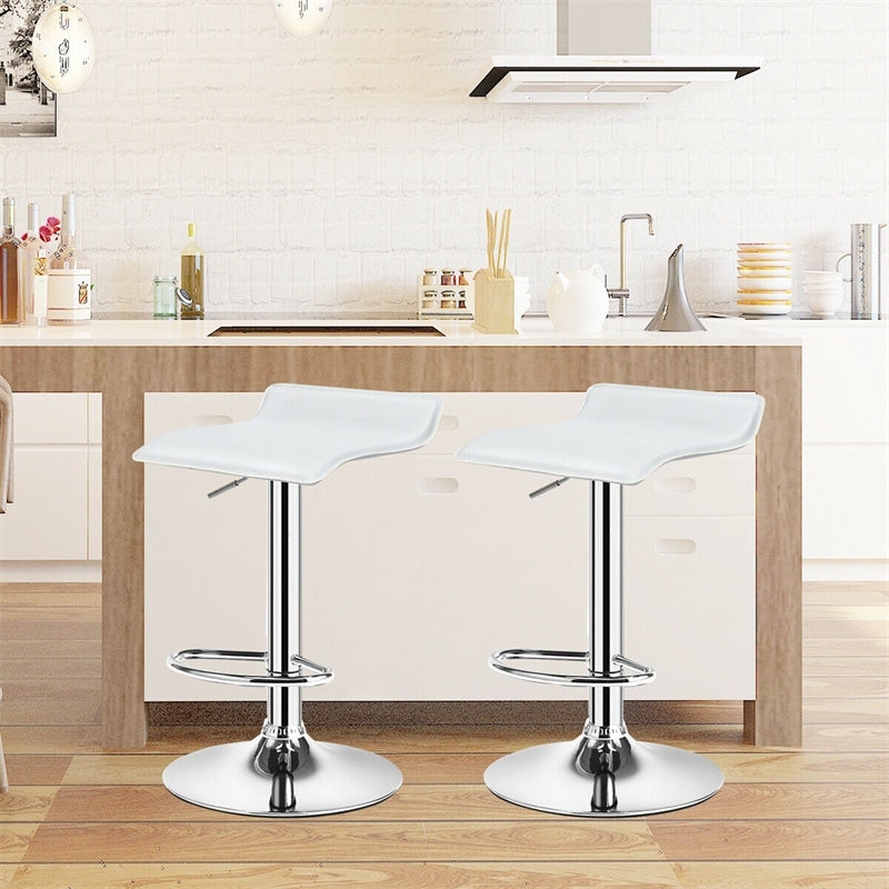 Swivel Bar Stools Set of 2 Height Adjustable Backless Barstools Modern PU Leather Bar Chairs with Chrome Base for Kitchen Island Pub