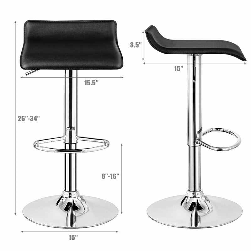 Swivel Bar Stools Set of 2 Height Adjustable Backless Barstools Modern PU Leather Bar Chairs with Chrome Base for Kitchen Island Pub