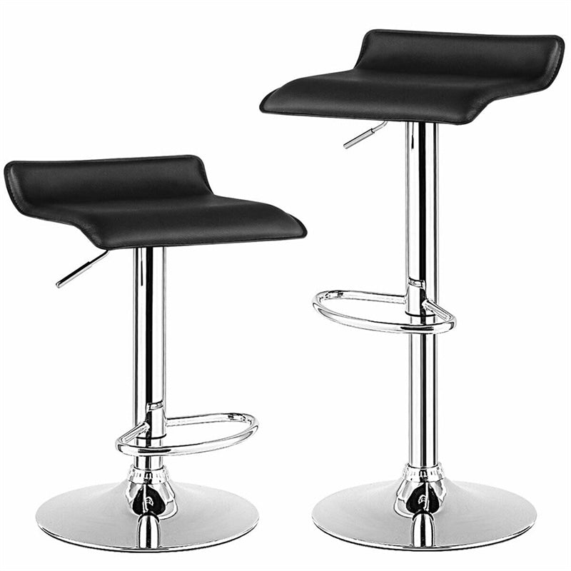 Swivel Bar Stools Set of 2 Height Adjustable Backless Barstools Modern PU Leather Bar Chairs with Chrome Base for Kitchen Island Pub