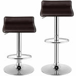 Swivel Bar Stools Set of 2 Height Adjustable Backless Barstools Modern PU Leather Bar Chairs with Chrome Base for Kitchen Island Pub