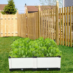 Raised Garden Bed Set of 4 Plastic Elevated Planter Box Kits with Drain Holes & Rattan Wicker Look for Outdoor Indoor Herb Flower Vegetable