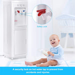 Water Dispenser 5 Gallon Bottle Hot & Cold Top Loading Water Cooler with Child Safety Lock, Storage Cabinet for Home Office School