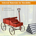 Wooden Wagon Flower Planter Decorative Garden Planter Wagon with Metal Wheels for Backyard