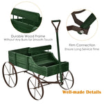 Wooden Wagon Planter with Wheels, Adjustable Handle, 2 Planting Sections, Decorative Garden Cart Planter for Indoor Outdoor, Patio, Backyard