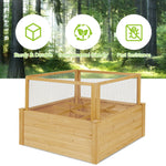 Wooden Raised Garden Bed Outdoor Planter Box with Critter Guard Fence & 9 Grids Plant Container for Patio Backyard Balcony