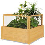 Wooden Raised Garden Bed Outdoor Planter Box with Critter Guard Fence & 9 Grids Plant Container for Patio Backyard Balcony