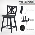 24" Wooden Bar Stools Set of 2 Swivel Counter Height Chairs with Non-Slip Foot Pads