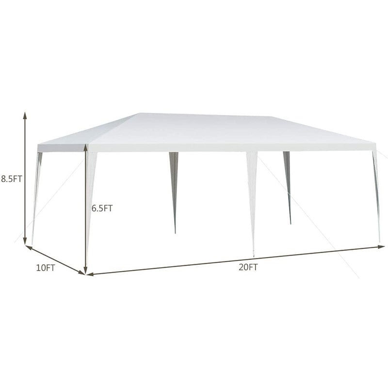 10' x 20' Heavy Duty Party Tent, Outdoor Wedding Tent Waterproof PE Canopy Pavilion Tent with Wind Rope, White Commercial Event Tent for Camping