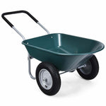Dual Wheel Wheelbarrow Heavy Duty Home Utility Garden Cart 330 LBS Capacity Large Yard Cart for Gardening Farm