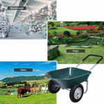 Dual Wheel Wheelbarrow Heavy Duty Home Utility Garden Cart 330 LBS Capacity Large Yard Cart for Gardening Farm