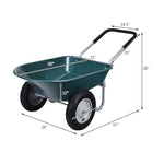 Dual Wheel Wheelbarrow Heavy Duty Home Utility Garden Cart 330 LBS Capacity Large Yard Cart for Gardening Farm