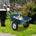 Dual Wheel Wheelbarrow Heavy Duty Home Utility Garden Cart 330 LBS Capacity Large Yard Cart for Gardening Farm