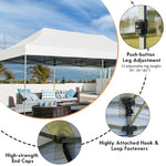 10' x 20' Pop Up Canopy Heavy Duty Folding Canopy Tent Easy Setup Outdoor Commercial Instant Canopy Adjustable Sun Shelter with Roller Bag