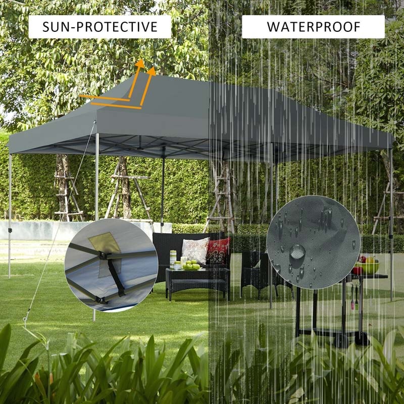 10' x 20' Pop Up Canopy Heavy Duty Folding Canopy Tent Easy Setup Outdoor Commercial Instant Canopy Adjustable Sun Shelter with Roller Bag