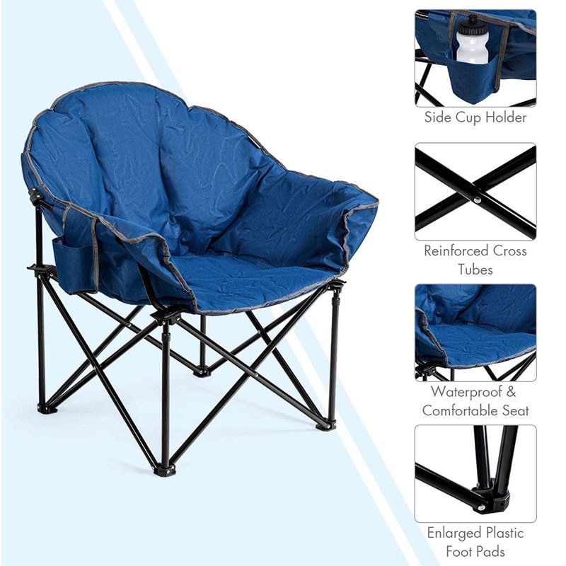 Folding Camping Moon Padded Chair with Carry Bag