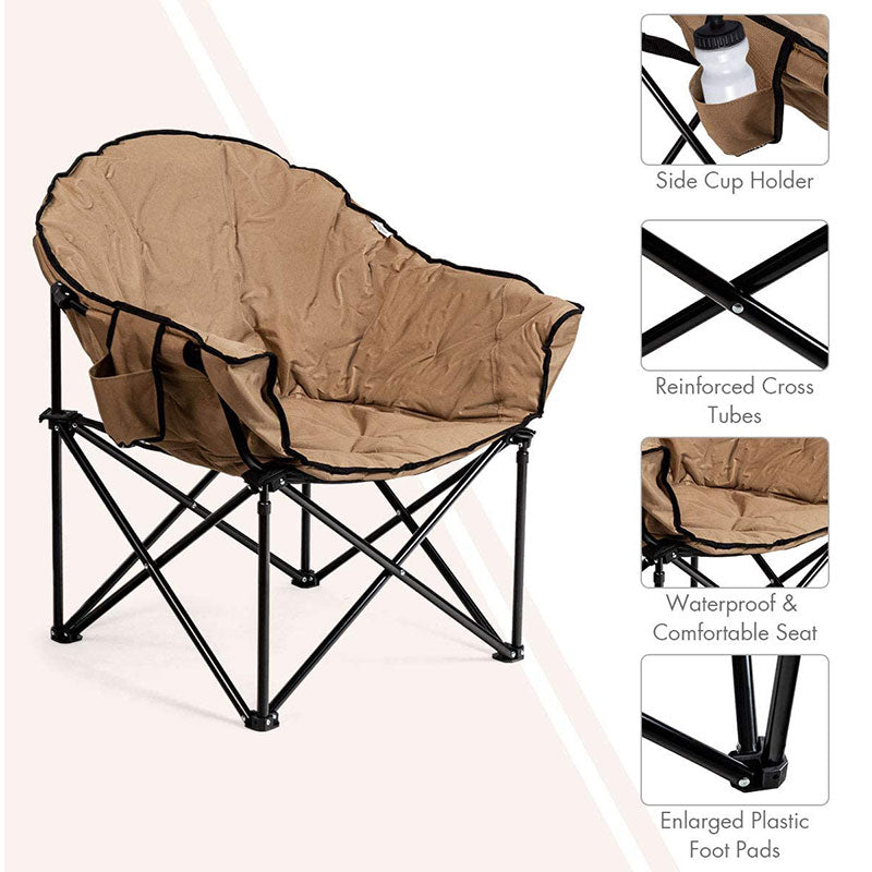 Folding Camping Moon Padded Chair with Carry Bag