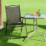 Set of 2 Patio Folding Chairs Sling Back Camping Deck Chairs Outdoor Lawn Chairs