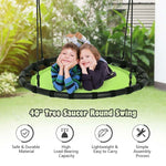 40" Kids Flying Saucer Tree Swing Set Indoor Outdoor Play Round Swing with Adjustable Heights & Multi-play Rope for Kids Adults