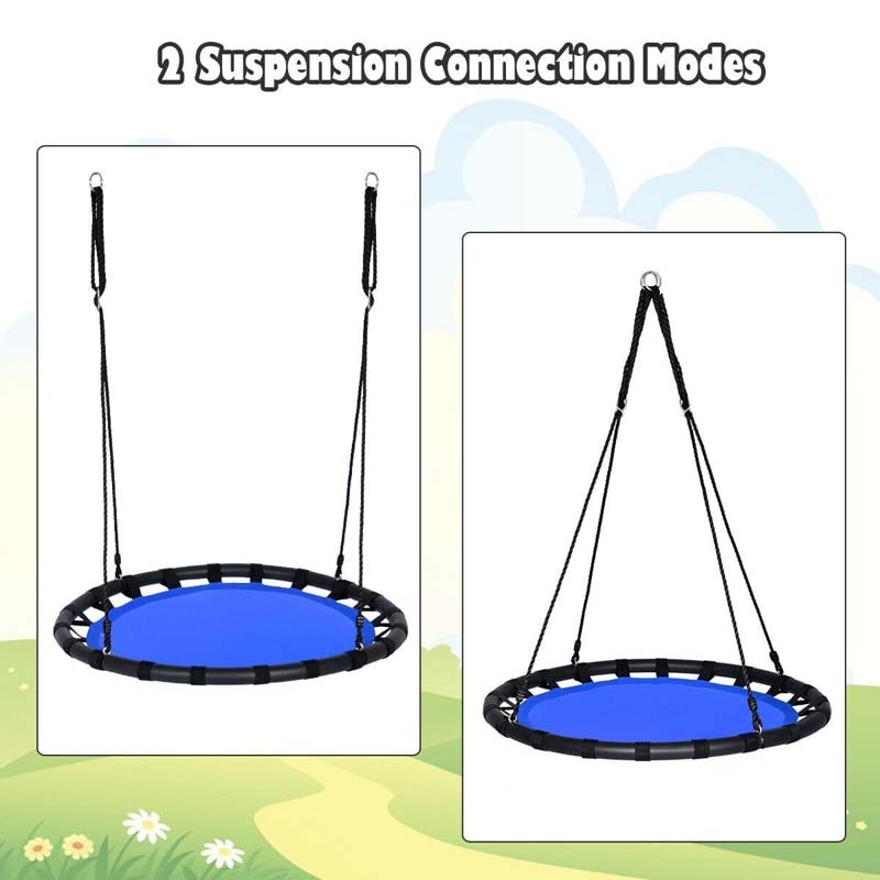 40" Kids Flying Saucer Tree Swing Set Indoor Outdoor Play Round Swing with Adjustable Heights & Multi-play Rope for Kids Adults