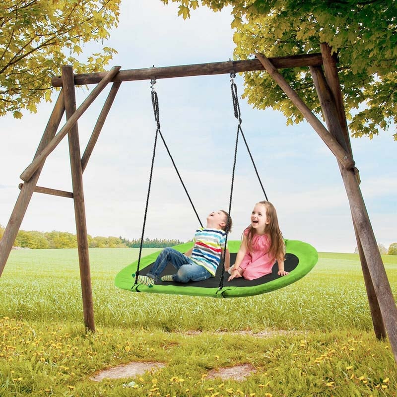 60" Giant Saucer Tree Swing Waterproof Platform Swing Outdoor Oval Flying Swing Set with Adjustable Hanging Straps for Kids Backyard