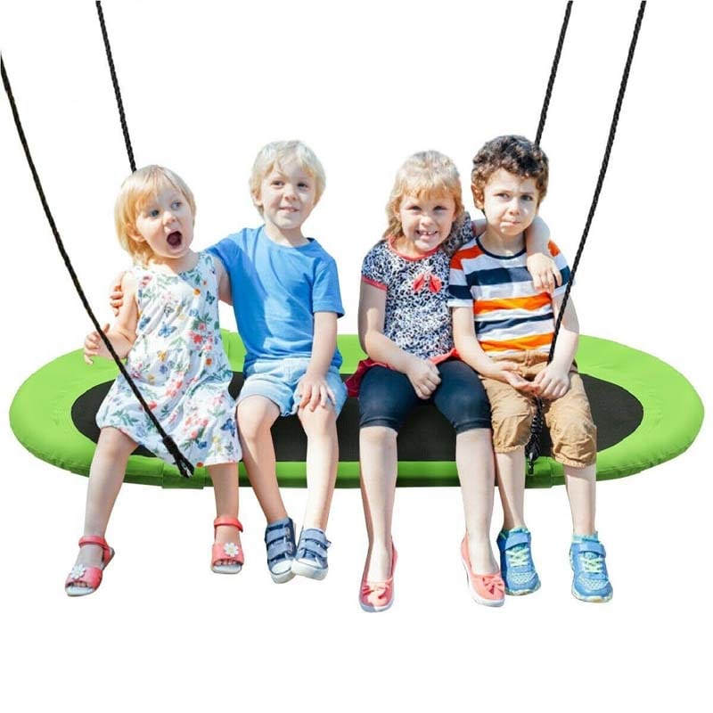 60" Giant Saucer Tree Swing Waterproof Platform Swing Outdoor Oval Flying Swing Set with Adjustable Hanging Straps for Kids Backyard