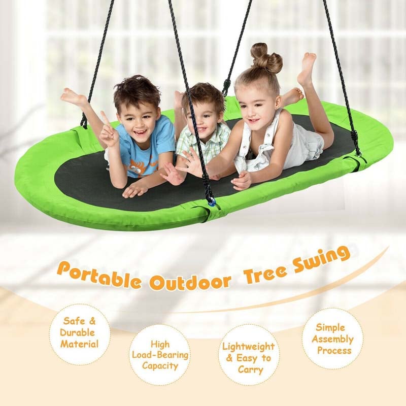 60" Giant Saucer Tree Swing Waterproof Platform Swing Outdoor Oval Flying Swing Set with Adjustable Hanging Straps for Kids Backyard