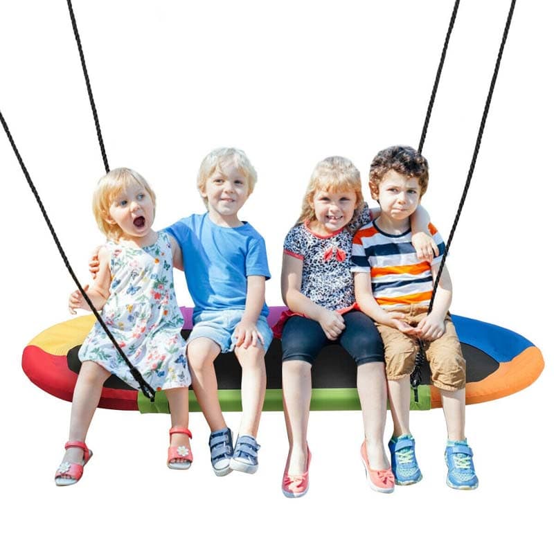 60" Giant Saucer Tree Swing Waterproof Platform Swing Outdoor Oval Flying Swing Set with Adjustable Hanging Straps for Kids Backyard