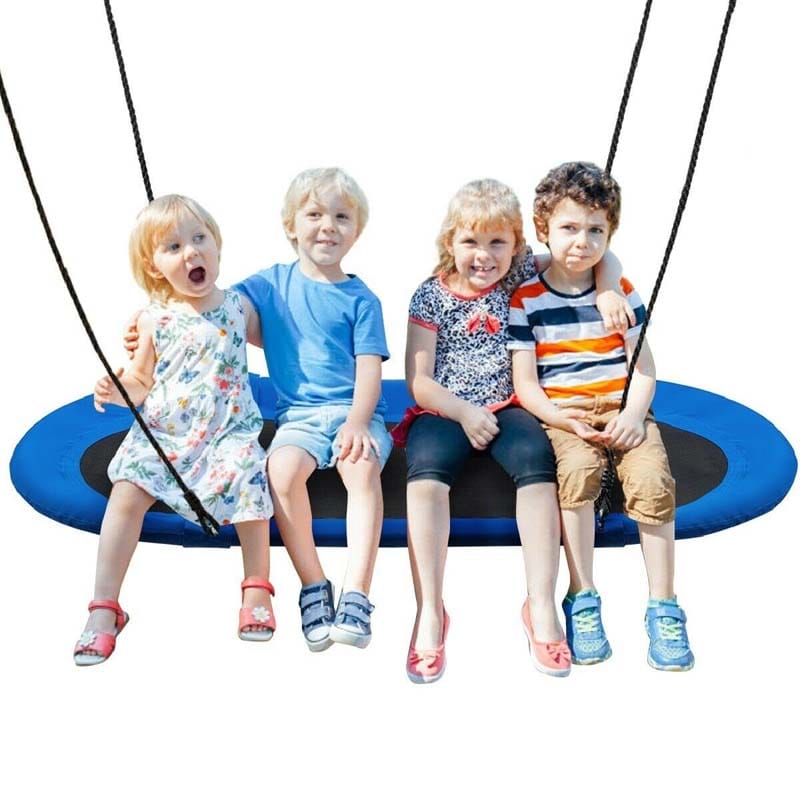 60" Giant Saucer Tree Swing Waterproof Platform Swing Outdoor Oval Flying Swing Set with Adjustable Hanging Straps for Kids Backyard