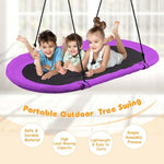 60" Giant Saucer Tree Swing Waterproof Platform Swing Outdoor Oval Flying Swing Set with Adjustable Hanging Straps for Kids Backyard