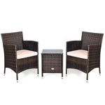 3 Pieces Patio Rattan Wicker Furniture Sets with Table - Bestoutdor