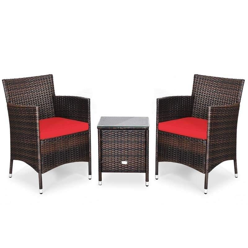 3 Pieces Patio Rattan Wicker Furniture Sets with Table - Bestoutdor