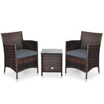 3 Pieces Patio Rattan Wicker Furniture Sets with Table - Bestoutdor