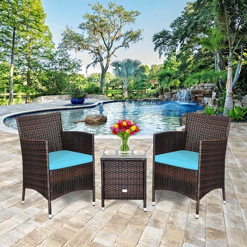 3 Pieces Patio Set Outdoor Wicker Patio Furniture cheapest Sets Modern Bistro Set Rattan