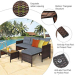 3 Pcs Outdoor PE Rattan Furniture Set Corner Sofa Set - Bestoutdor