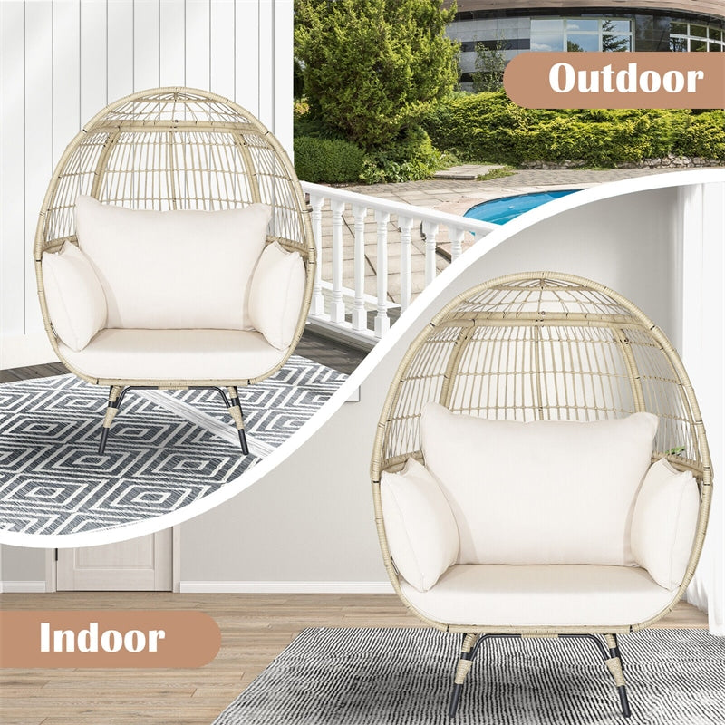 Grand patio Outdoor HOLAND Wicker Egg Chair, Patio Lounge Chair with Olefin  Thick Cushion, Cocoon Chairs for Indoor and Outdoor, Living Room, Balcony