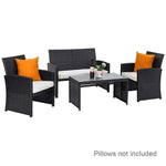 4 Pcs Wicker Conversation Furniture Set Patio Sofa - Bestoutdor