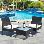 Bestoutdor 3 Pcs Patio Wicker Rattan Bistro Set Coffee Table & 2 Chairs with Cushions